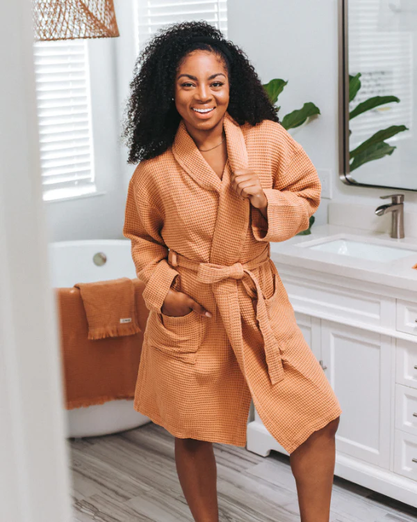 Micro Waffle Robe Beige - Image 3