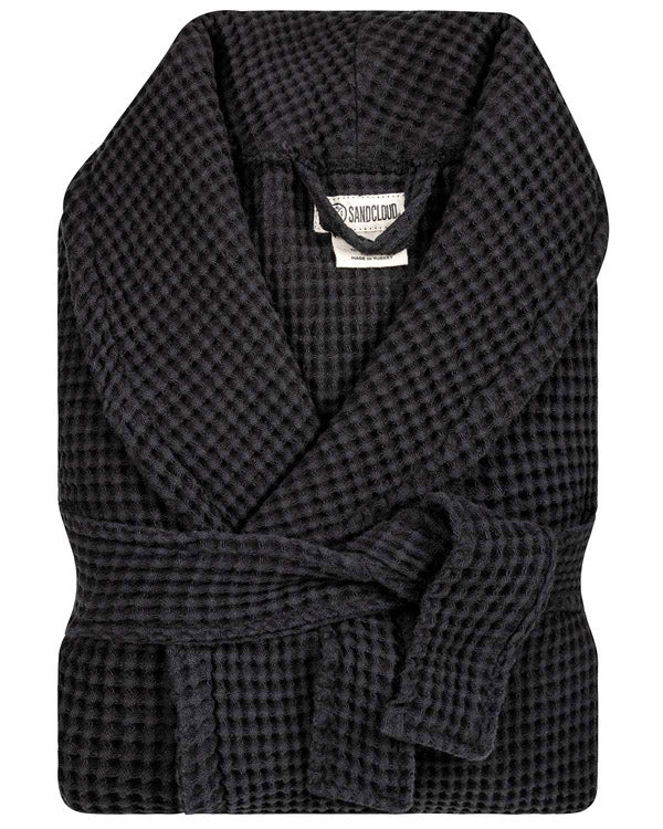Micro Waffle Robe - Black - Image 4