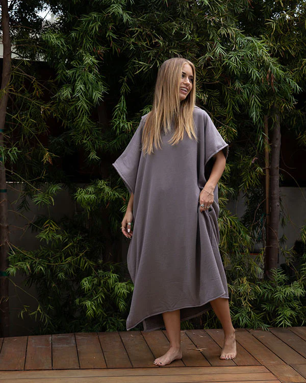 Terra Hooded Poncho Grey - Image 9
