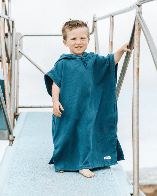 Terra Hooded Poncho Youth - Teal Blue - Image 3